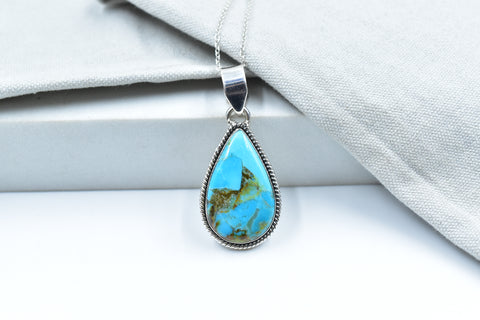 Handmade Mojave Turquoise 925 Sterling Silver Pendant