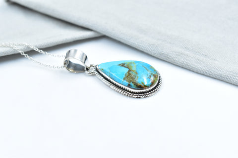 Handmade Mojave Turquoise 925 Sterling Silver Pendant