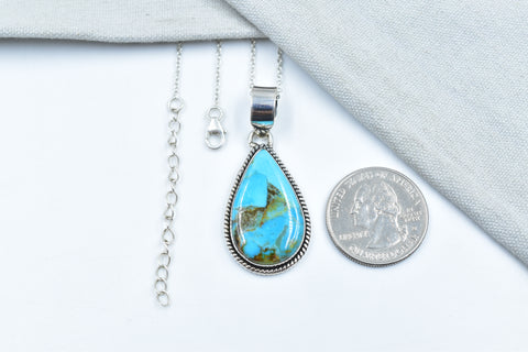 Handmade Mojave Turquoise 925 Sterling Silver Pendant