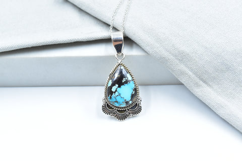 Handmade Spider web Turquoise 925 Sterling Silver Pendant