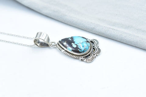 Handmade Spider web Turquoise 925 Sterling Silver Pendant