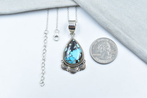Handmade Spider web Turquoise 925 Sterling Silver Pendant
