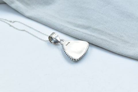 Handmade Ice Blue Dahlia Turquoise 925 Sterling Silver Pendant