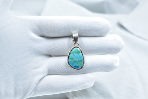 Handmade Mojave Turquoise 925 Sterling Silver Pendant