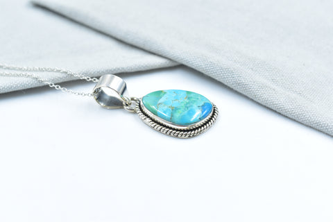 Handmade Mojave Turquoise 925 Sterling Silver Pendant