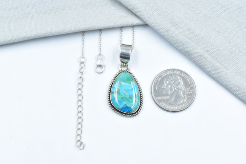 Handmade Mojave Turquoise 925 Sterling Silver Pendant