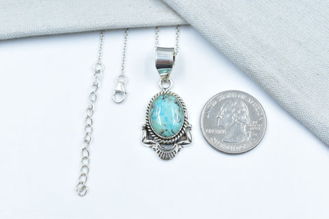 Handmade Hubei Turquoise 925 Sterling Silver Pendant