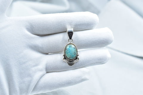 Handmade Hubei Turquoise 925 Sterling Silver Pendant