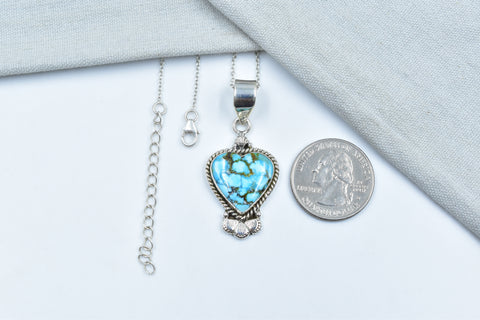 Handmade Spider Web Turquoise 925 Sterling Silver Pendant