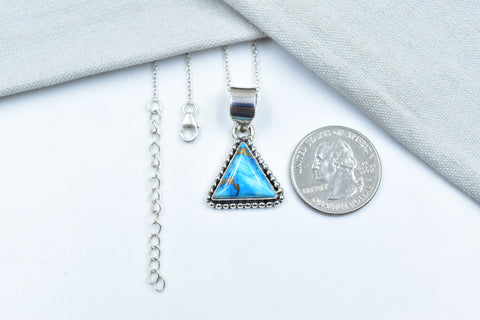 Handmade Ice Blue Dahlia Turquoise 925 Sterling Silver Pendant