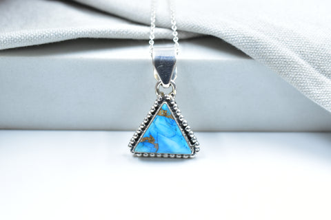 Handmade Ice Blue Dahlia Turquoise 925 Sterling Silver Pendant