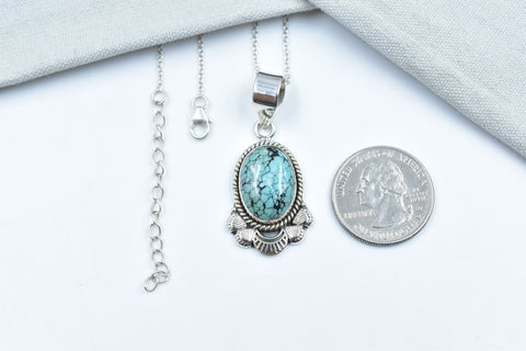 Handmade Hubei Turquoise 925 Sterling Silver Pendant