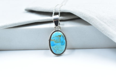 Handmade Mojave Turquoise 925 Sterling Silver Pendant