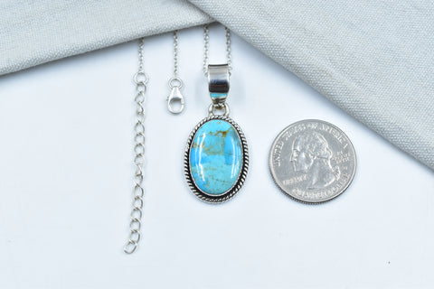 Handmade Mojave Turquoise 925 Sterling Silver Pendant