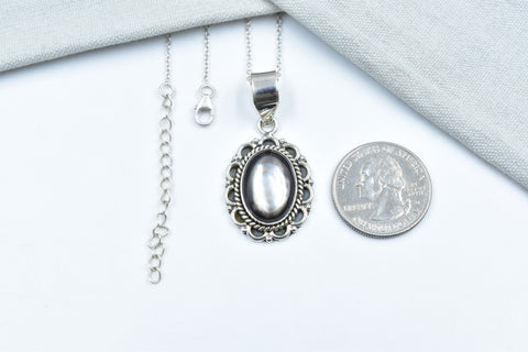 Handmade Black Shell 925 Sterling Silver Pendant