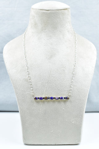 Handmade Purple Dahlia Turquoise 925 Sterling Silver Necklace