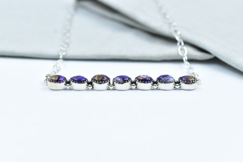 Handmade Purple Dahlia Turquoise 925 Sterling Silver Necklace