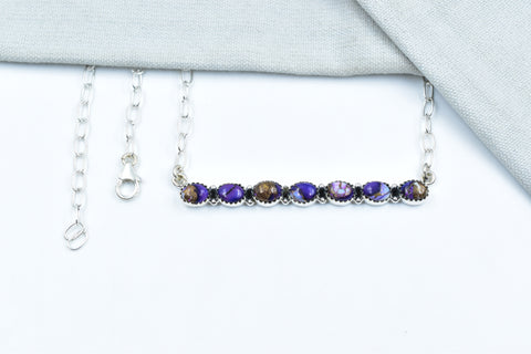 Handmade Purple Dahlia Turquoise 925 Sterling Silver Necklace