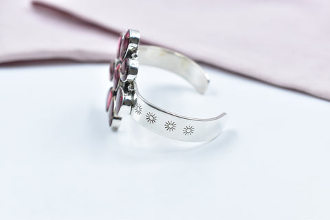 Handmade Rose Dahlia Turquoise 925 Sterling Silver Bangle