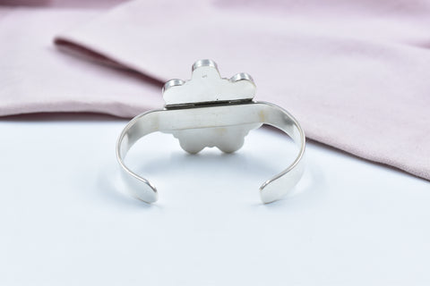 Handmade Rose Dahlia Turquoise 925 Sterling Silver Bangle