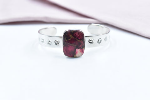 Handmade Rose Dahlia Turquoise 925 Sterling Silver Bangle