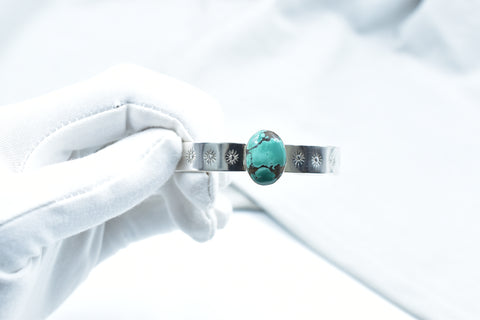 Handmade Hubei Turquoise 925 Sterling Silver Bangle