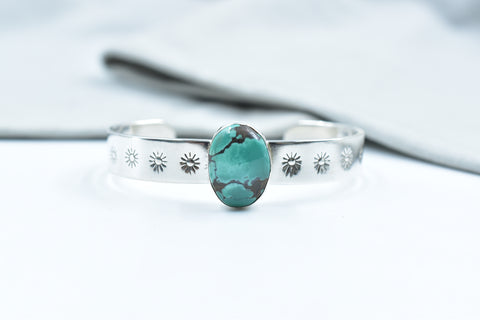 Handmade Hubei Turquoise 925 Sterling Silver Bangle