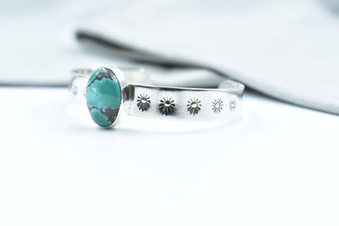 Handmade Hubei Turquoise 925 Sterling Silver Bangle