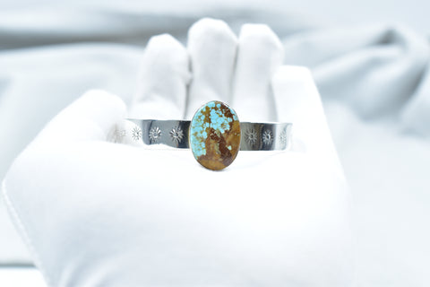 Handmade Number 8 Turquoise 925 Sterling Silver Bangle