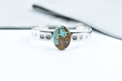 Handmade Number 8 Turquoise 925 Sterling Silver Bangle