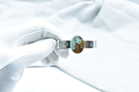 Handmade Number 8 Turquoise 925 Sterling Silver Bangle