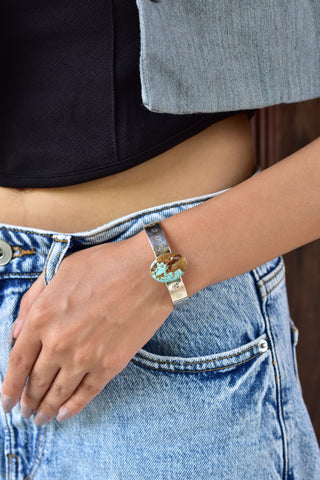 Handmade Number 8 Turquoise 925 Sterling Silver Bangle