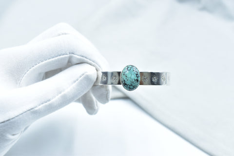 Handmade Hubei Turquoise 925 Sterling Silver Bangle