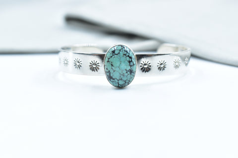 Handmade Hubei Turquoise 925 Sterling Silver Bangle