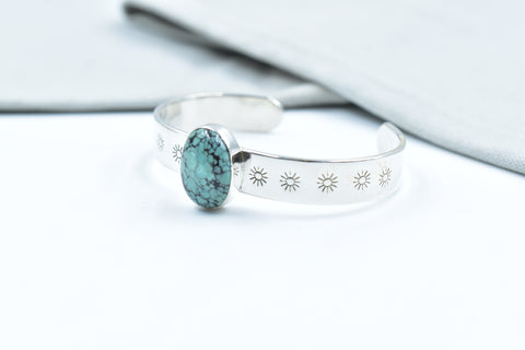 Handmade Hubei Turquoise 925 Sterling Silver Bangle