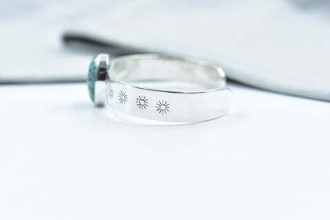 Handmade Hubei Turquoise 925 Sterling Silver Bangle