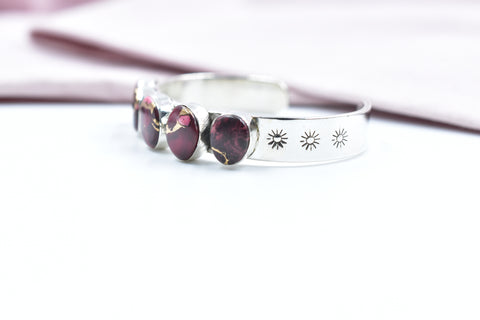 Handmade Rose Dahlia Turquoise 925 Sterling Silver Bangle