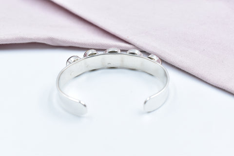 Handmade Rose Dahlia Turquoise 925 Sterling Silver Bangle