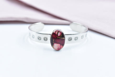 Handmade Rose Dahlia Turquoise 925 Sterling Silver Bangle