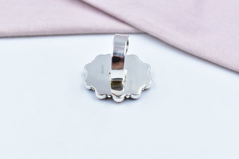 Handmade Pink Dahlia Turquoise 925 Sterling Silver Ring