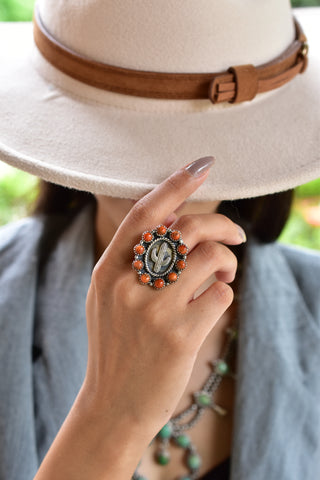 Handmade Spongy Coral 925 Sterling Silver Ring