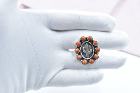 Handmade Spongy Coral 925 Sterling Silver Ring