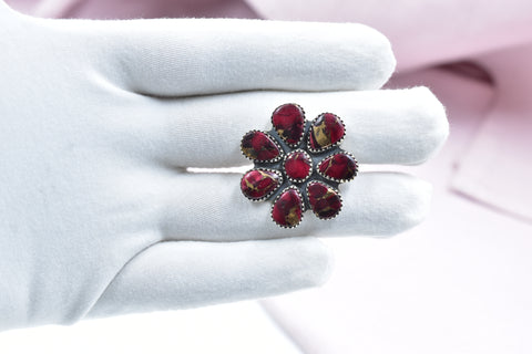 Handmade Rose Dahlia Turquoise 925 Sterling Silver Ring