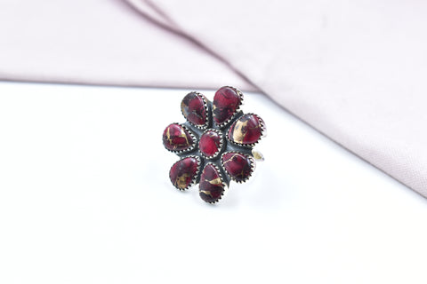 Handmade Rose Dahlia Turquoise 925 Sterling Silver Ring