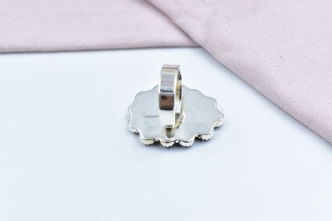 Handmade Rose Dahlia Turquoise 925 Sterling Silver Ring