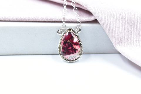 Handmade Rose Dahlia Turquoise 925 Sterling Silver Necklace