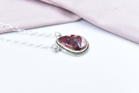 Handmade Rose Dahlia Turquoise 925 Sterling Silver Necklace