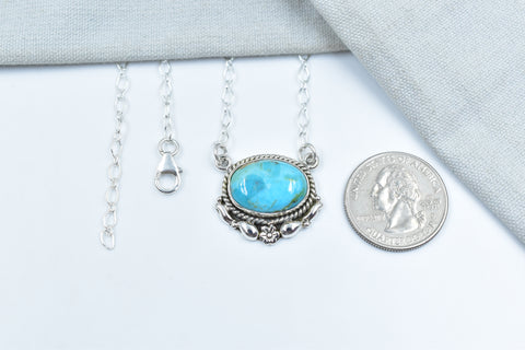 Handmade Mojave Turquoise 925 Sterling Silver Necklace