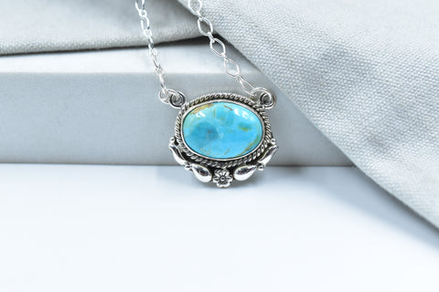 Handmade Mojave Turquoise 925 Sterling Silver Necklace