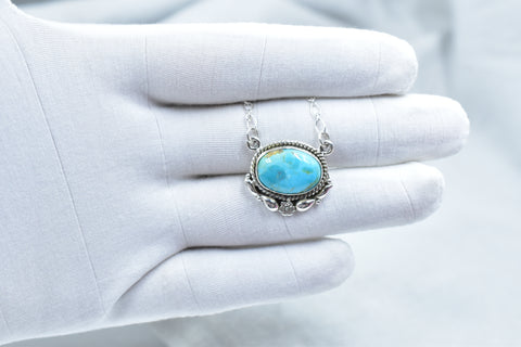 Handmade Mojave Turquoise 925 Sterling Silver Necklace
